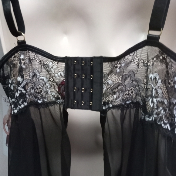 Seven til Midnight Cross dye Lace & Mash Babydoll Top, size 1X/2X , Black /Wht - Picture 12 of 13